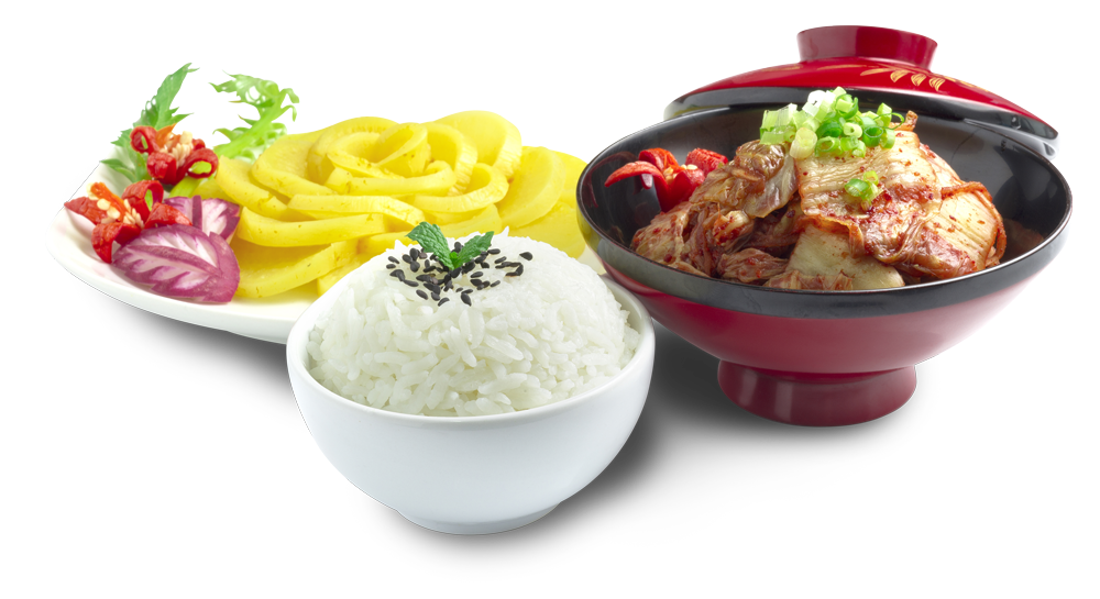 Arroz, pollo teriyaki y platillos asiáticos