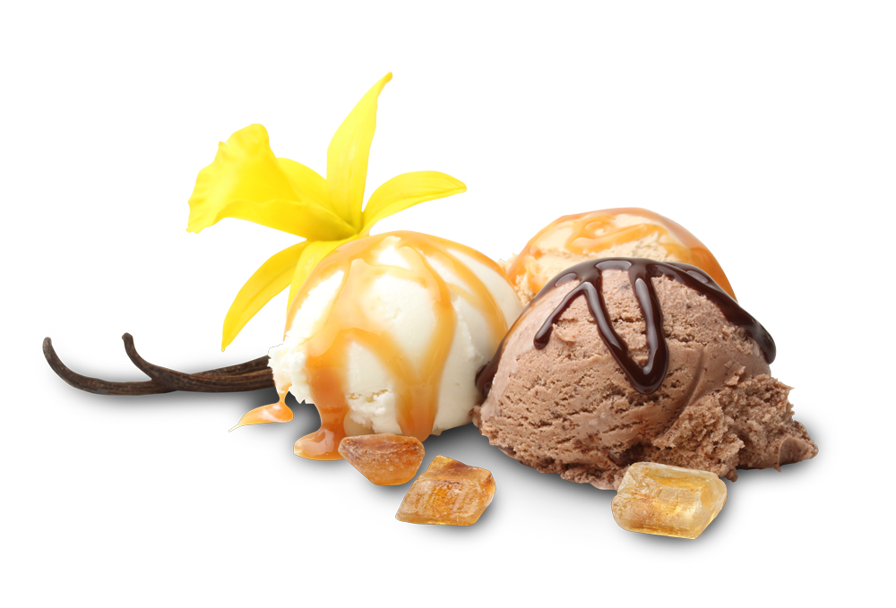 Helado con vainilla y caramelo